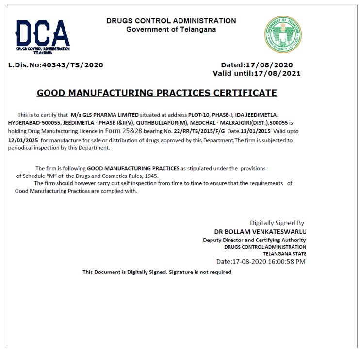 DCA Certificate